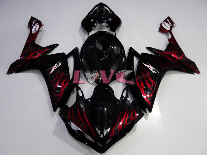Flame - Red Black Fairings and Bodywork For 2007-2008 YZF-R1 #LF3662
