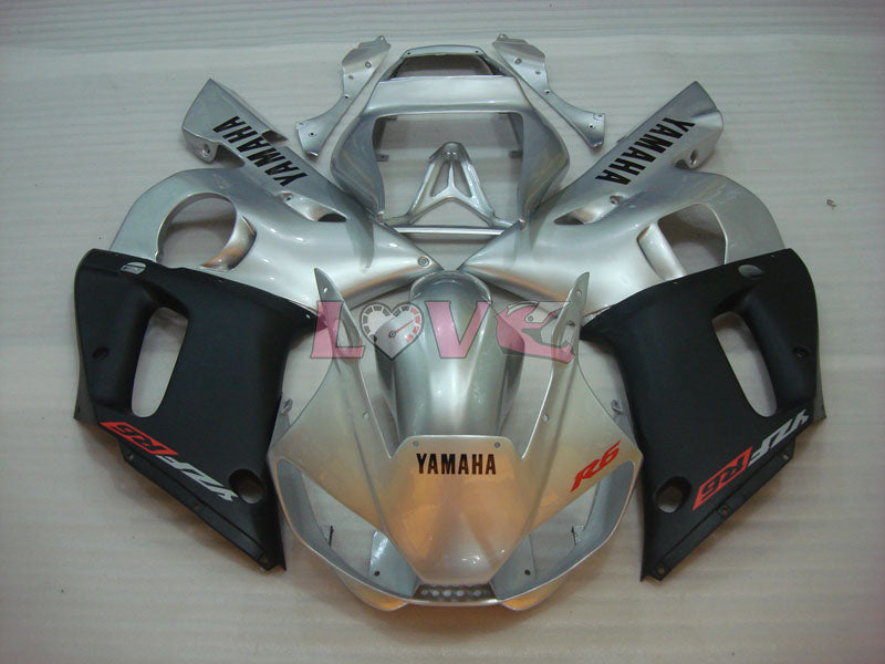 Factory Style - Black Silver Matte Fairings and Bodywork For 1998-2002 YZF-R6 #LF3340