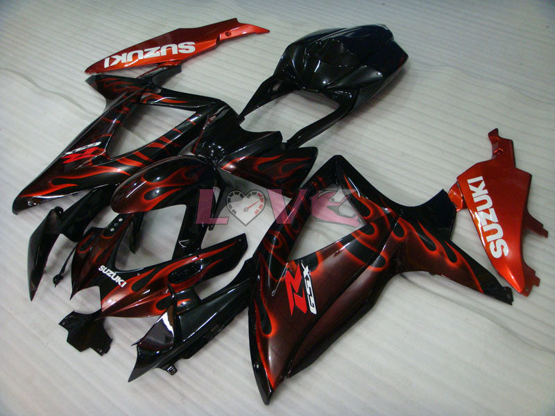 Flame - Red Black Fairings and Bodywork For 2008-2010 GSX-R750 #LF3930