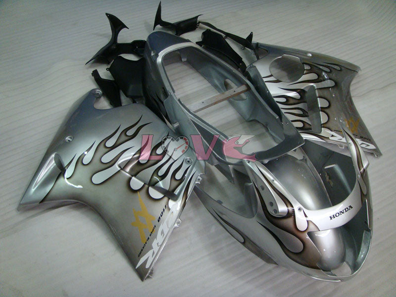 Flame - Black Silver Fairings and Bodywork For 1996-2007 CBR1100XX #LF5134