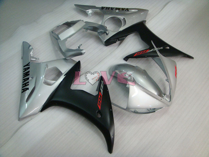 Factory Style - Black Silver Matte Fairings and Bodywork For 2003-2004 YZF-R6 #LF3532