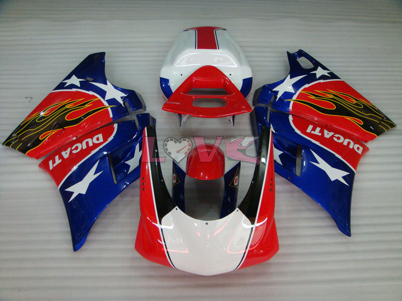 Flame - Red Silver Fairings and Bodywork For 1994-2002 748 #LF5798