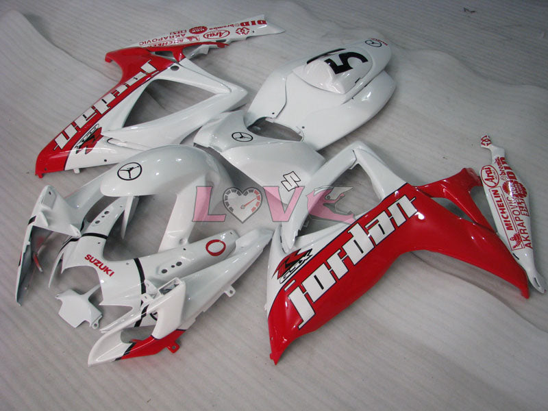 Jordan - Red White Fairings and Bodywork For 2006-2007 GSX-R600 #LF6347