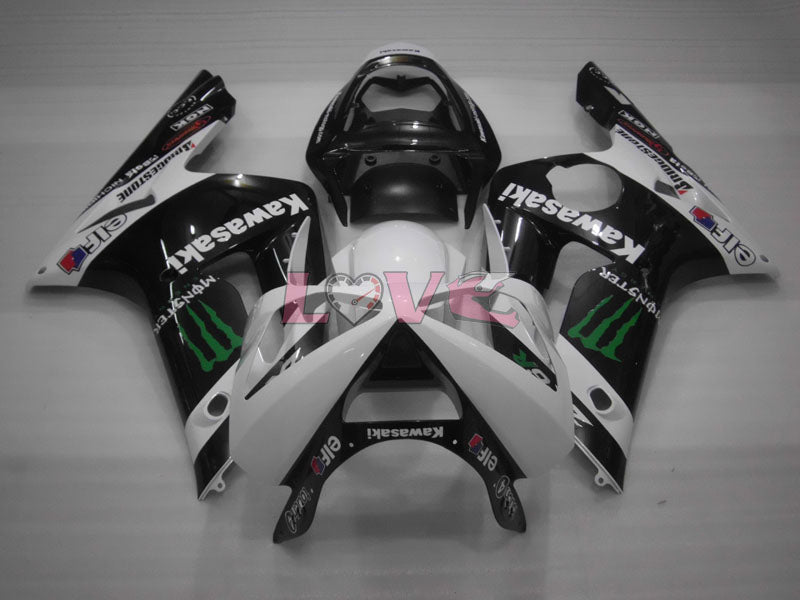 Monster - White Black Fairings and Bodywork For 2003-2004 NINJA ZX-6R #LF6052