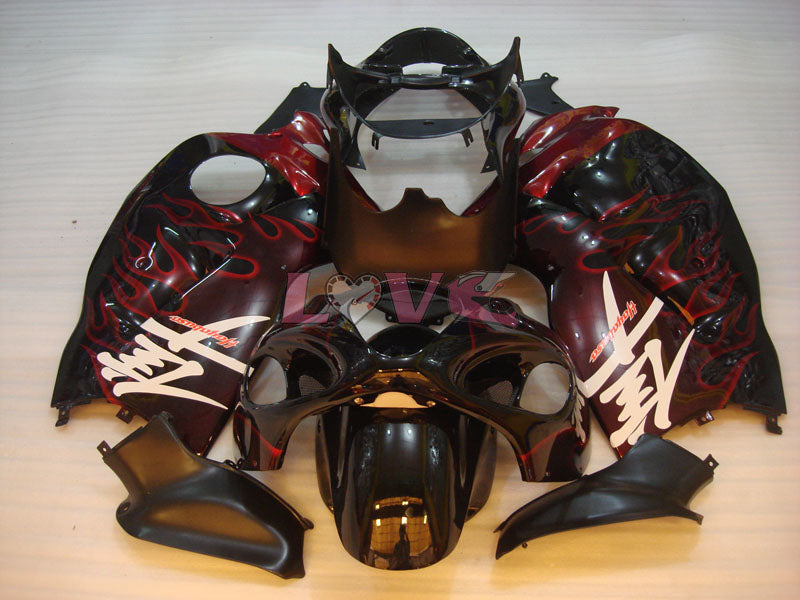 Flame - Red Black Fairings and Bodywork For 1999-2007 Hayabusa #LF3744
