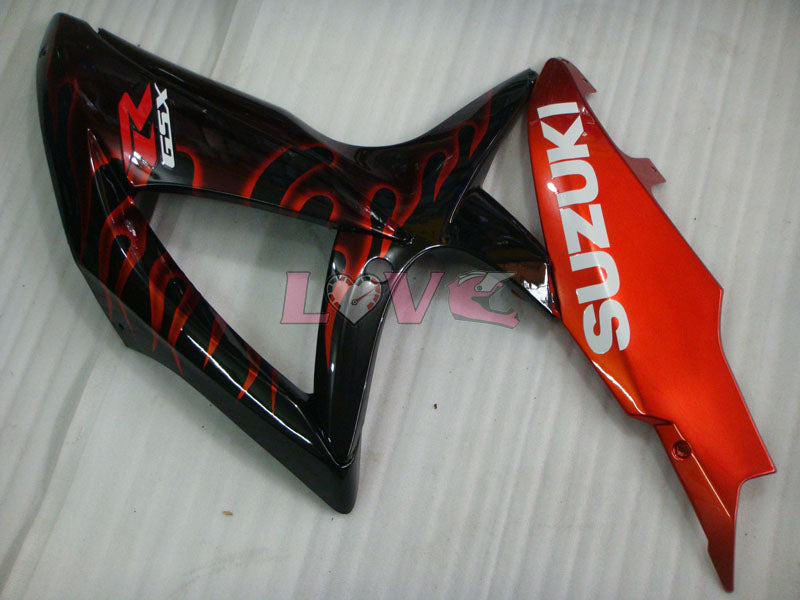 Flame - Red Black Fairings and Bodywork For 2008-2010 GSX-R750 #LF3930