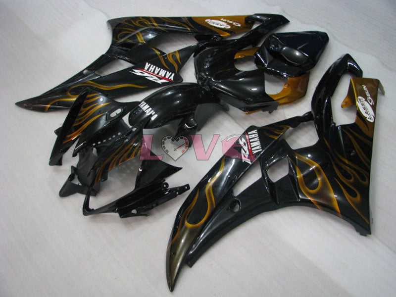 Flame - Black Gold Fairings and Bodywork For 2006-2007 YZF-R6 #LF3475