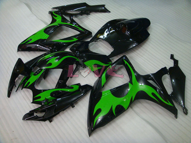 Flame - Green Black Fairings and Bodywork For 2006-2007 GSX-R750 #LF6545