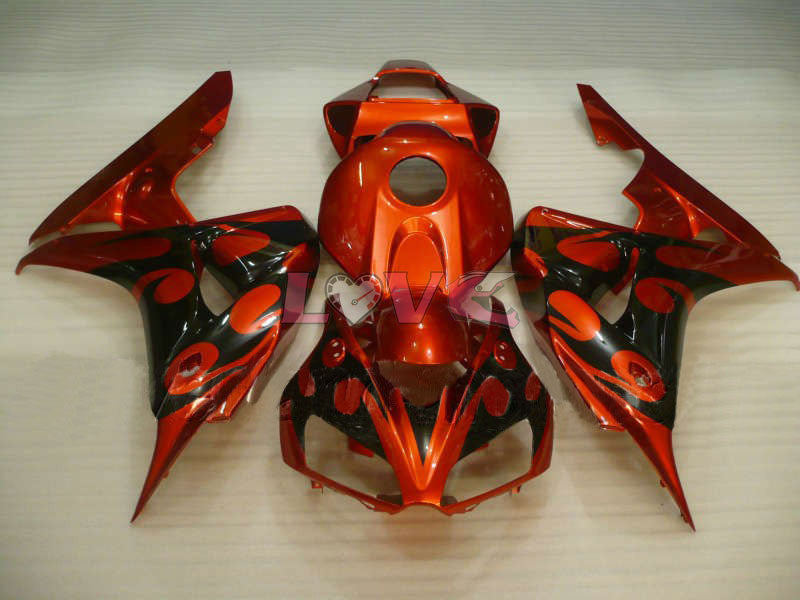 Flame - Orange Black Fairings and Bodywork For 2006-2007 CBR1000RR #LF7237