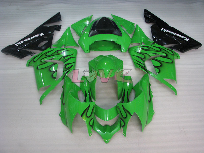 Flame - Green Black Fairings and Bodywork For 2004-2005 NINJA ZX-10R #LF6321