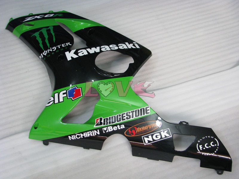 Nakano - Green Black Fairings and Bodywork For 2003-2004 NINJA ZX-6R #LF3315