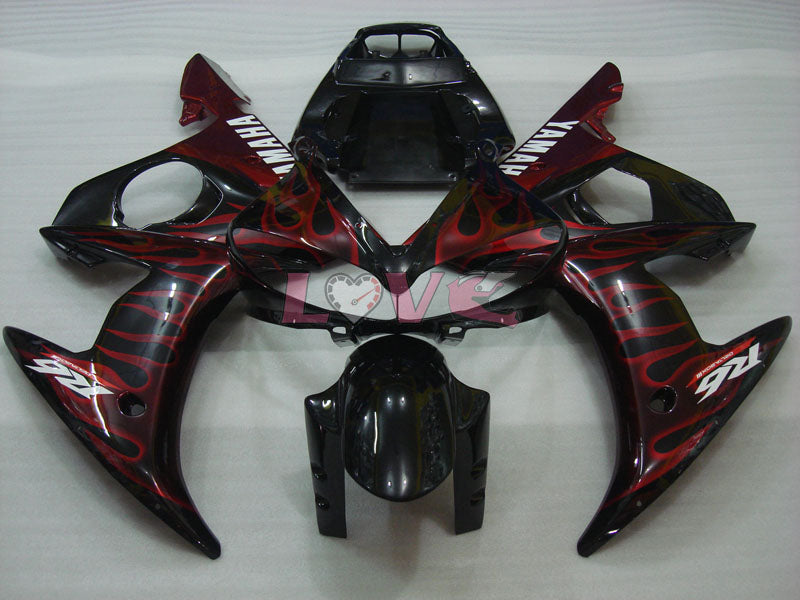 Flame - Red Black Fairings and Bodywork For 2005 YZF-R6 #LF5287