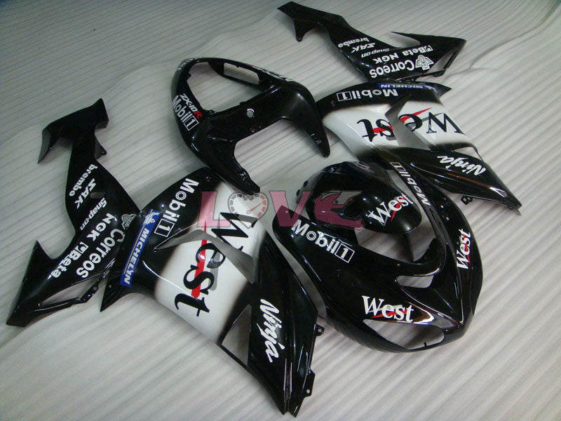 West - White Black Fairings and Bodywork For 2006-2007 NINJA ZX-10R #LF6223