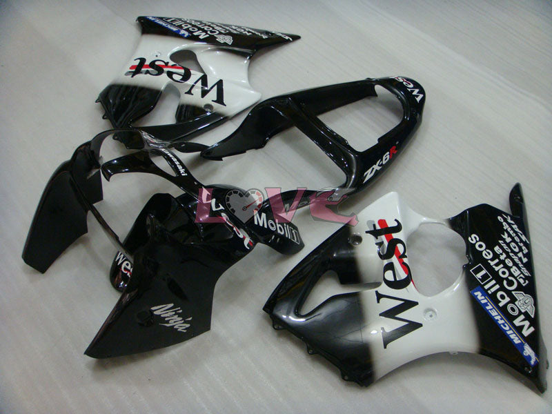 MICHELIN West - White Black Fairings and Bodywork For 2000-2002 Ninja ZX-6R #LF5118