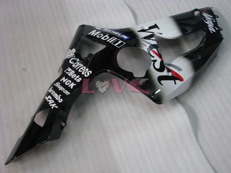 West - White Black Fairings and Bodywork For 2003-2004 NINJA ZX-6R #LF6041