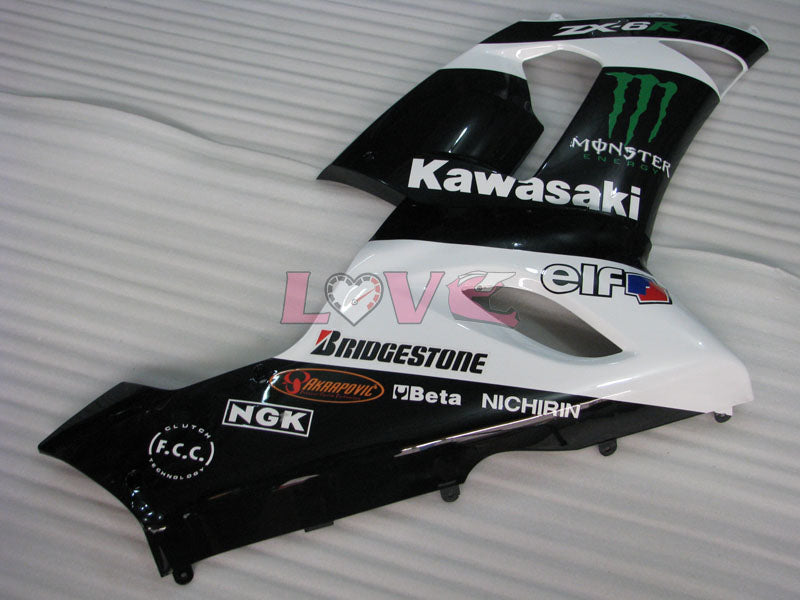Monster - White Black Fairings and Bodywork For 2005-2006 NINJA ZX-6R #LF3305