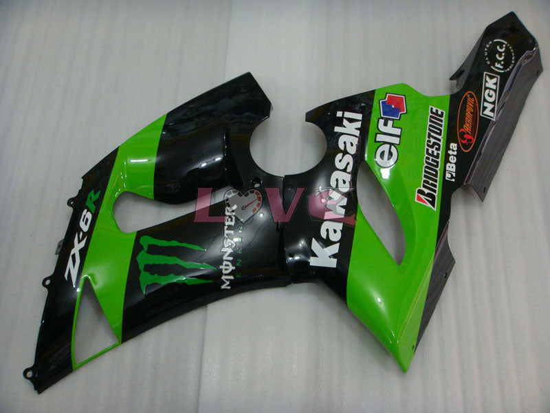 Monster - Green Black Fairings and Bodywork For 2005-2006 NINJA ZX-6R #LF5985