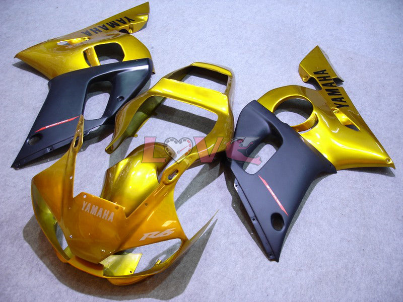 Factory Style - Black Gold Fairings and Bodywork For 1998-2002 YZF-R6 #LF6817