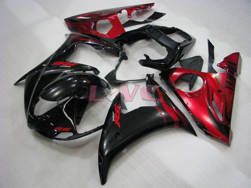 Flame - Red Black Fairings and Bodywork For 2003-2004 YZF-R6 #LF6922