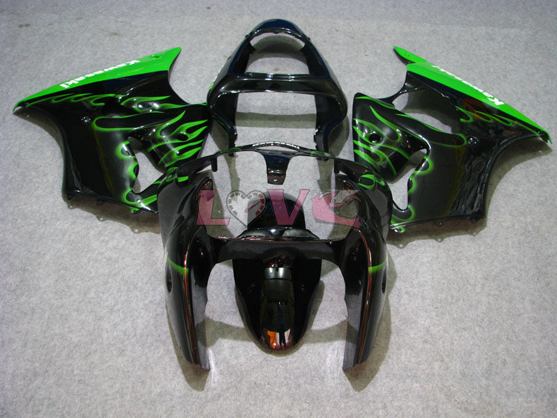 Flame - Green Black Fairings and Bodywork For 2000-2002 NINJA ZX-6R #LF3334