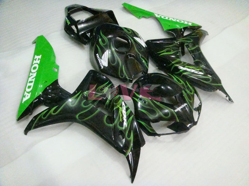 Flame - Green Black Fairings and Bodywork For 2006-2007 CBR1000RR #LF7233
