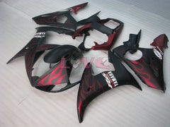 Flame - Red Black Matte Fairings and Bodywork For 2005 YZF-R6 #LF3503