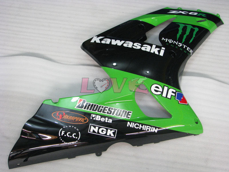 Monster - Green Black Fairings and Bodywork For 2003-2004 NINJA ZX-6R #LF3316