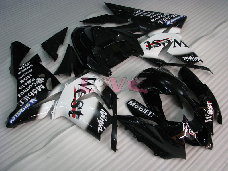 West - White Black Fairings and Bodywork For 2004-2005 NINJA ZX-10R #LF6307