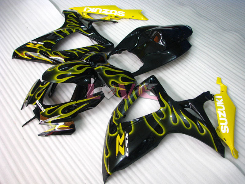 Flame - Yellow Black Fairings and Bodywork For 2006-2007 GSX-R600 #LF6352