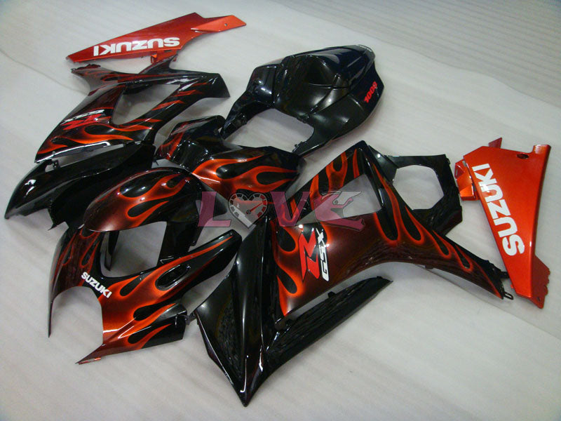 Flame - Red Black Fairings and Bodywork For 2007-2008 GSX-R1000 #LF5769