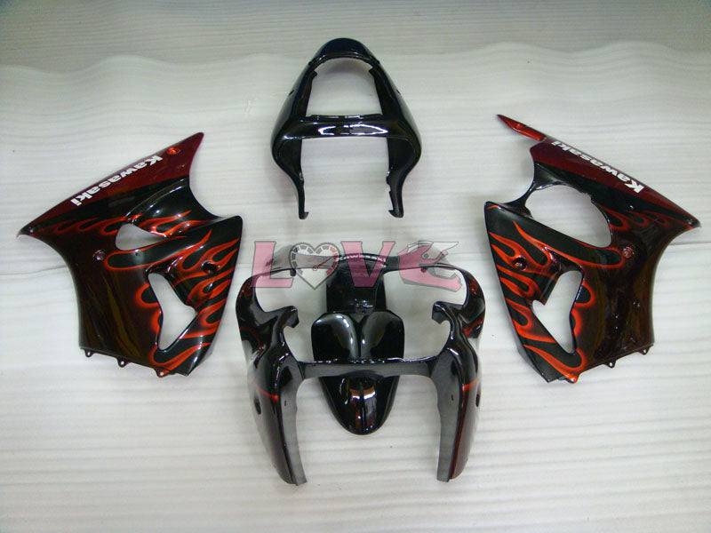 Flame - White Black Fairings and Bodywork For 2000-2002 NINJA ZX-6R #LF6146