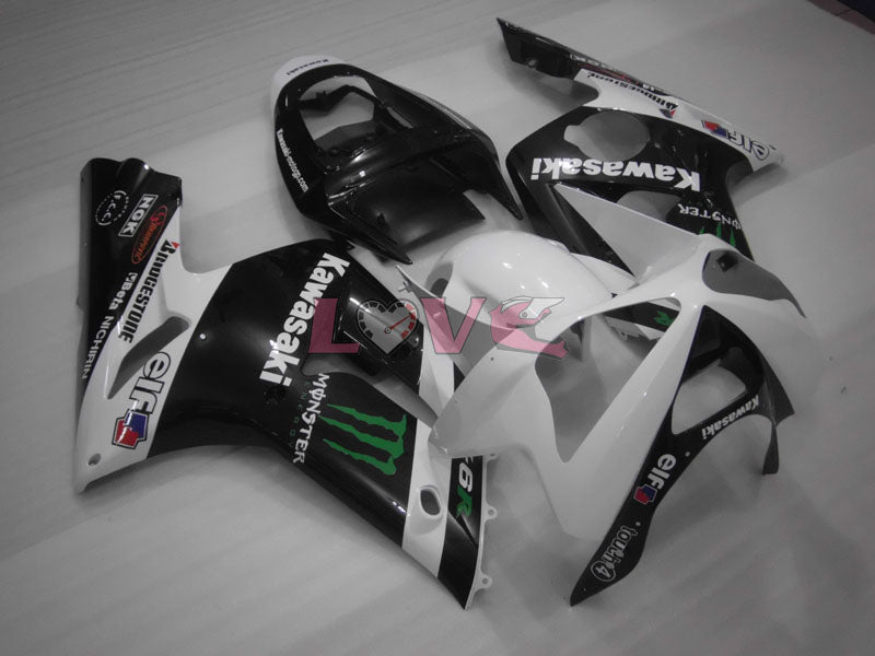 Monster - White Black Fairings and Bodywork For 2003-2004 NINJA ZX-6R #LF6052
