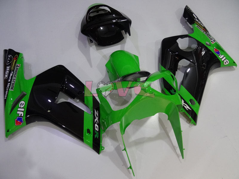 Nakano - Green Black Fairings and Bodywork For 2003-2004 NINJA ZX-6R #LF3313