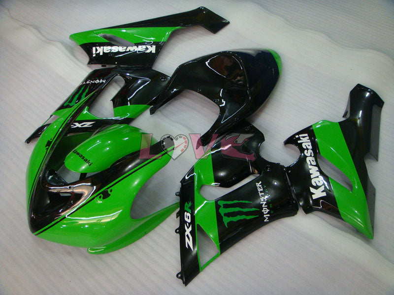 Monster - Green Black Fairings and Bodywork For 2005-2006 NINJA ZX-6R #LF3307