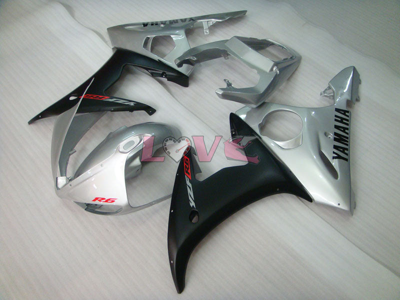 Factory Style - Black Silver Matte Fairings and Bodywork For 2005 YZF-R6 #LF3488