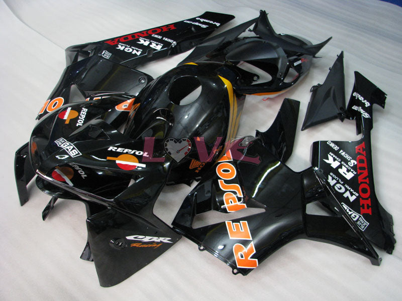 RK Repsol - Black Fairings and Bodywork For 2005-2006 CBR600RR #LF7492