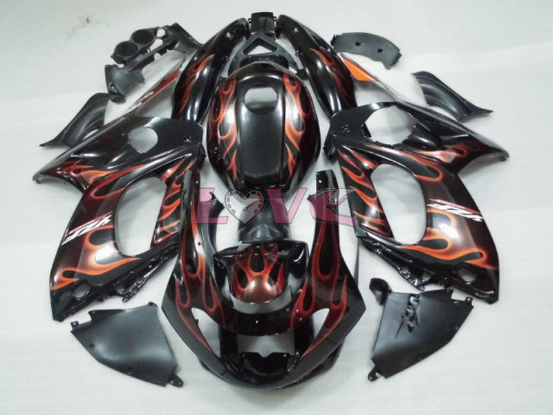 Flame - Orange Black Fairings and Bodywork For 1997-2007 YZF600R #LF7951