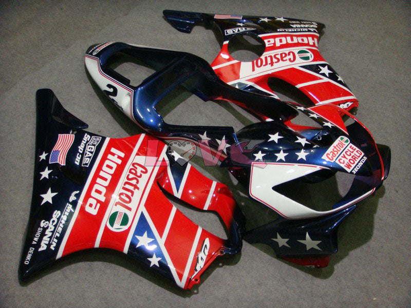 Castrol - Red Yellow Fairings and Bodywork For 2001-2003 CBR600F4i #LF7665
