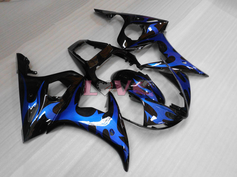 Flame - Blue Black Fairings and Bodywork For 2005 YZF-R6 #LF5282