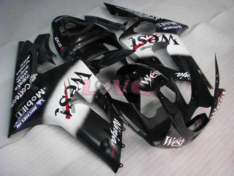 West - White Black Fairings and Bodywork For 2003-2004 NINJA ZX-6R #LF6041