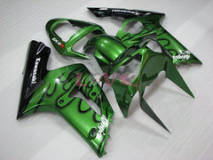 Flame - Green Black Fairings and Bodywork For 2003-2004 NINJA ZX-6R #LF3321