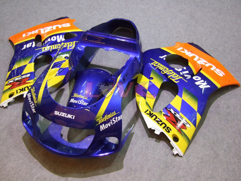 Movistar - Yellow Blue Fairings and Bodywork For 1996-1999 GSX-R750 #LF4952