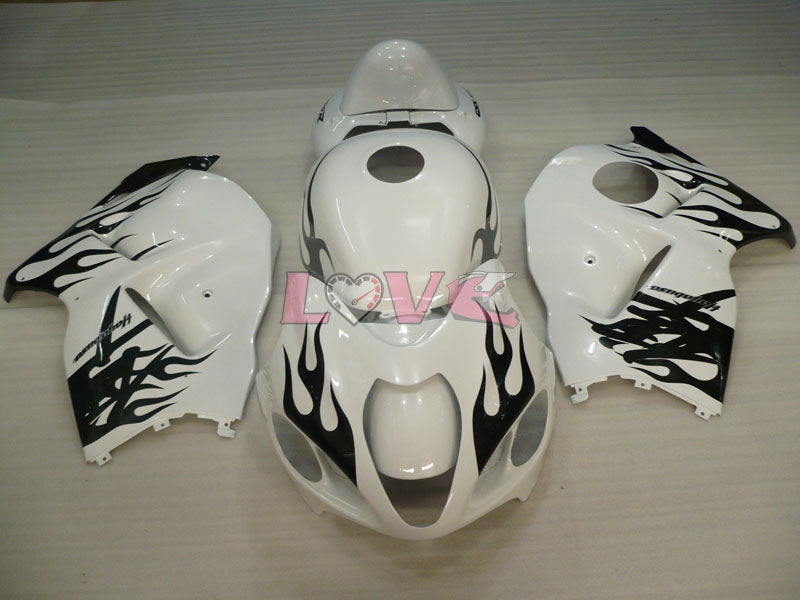 Flame - White Black Fairings and Bodywork For 1999-2007 Hayabusa #LF3752