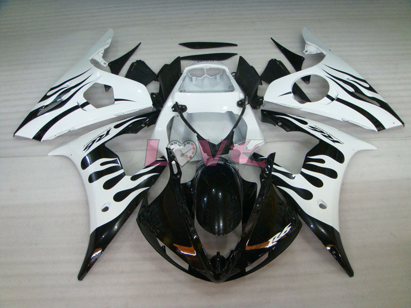 Flame - White Black Fairings and Bodywork For 2005 YZF-R6 #LF5293