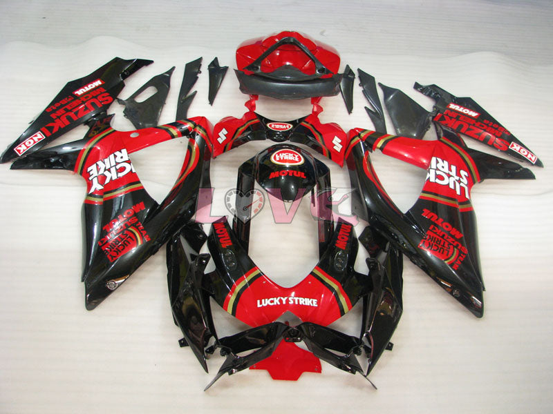 Lucky Strike - Red Black Fairings and Bodywork For 2008-2010 GSX-R600 #LF3956