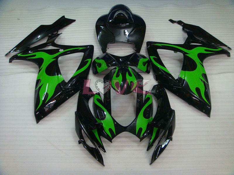 Flame - Green Black Fairings and Bodywork For 2006-2007 GSX-R750 #LF6545
