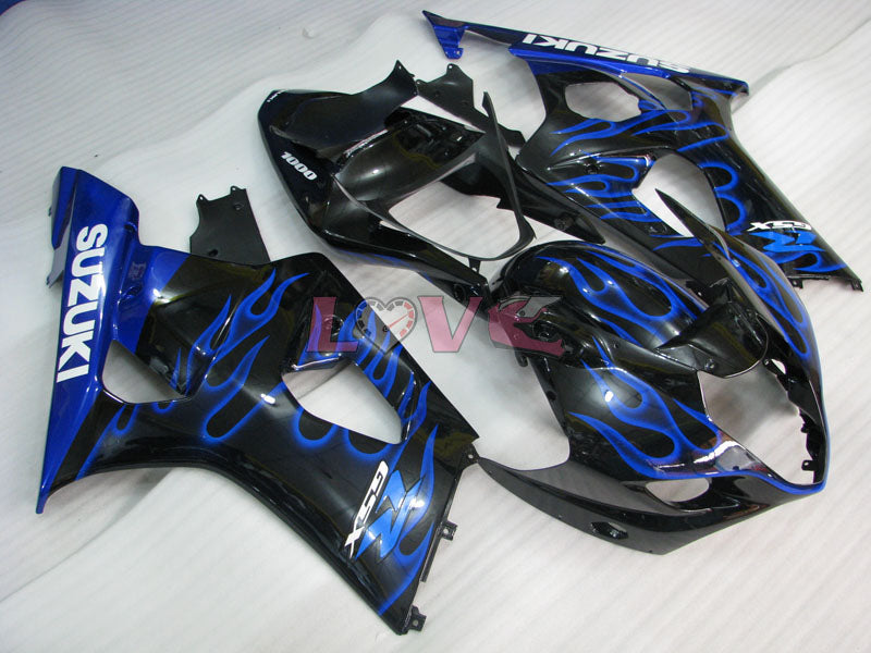 Flame - Blue Black Fairings and Bodywork For 2003-2004 GSX-R1000 #LF6025