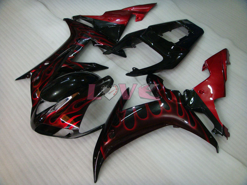 Flame - Red Black Fairings and Bodywork For 2002-2003 YZF-R1 #LF3594