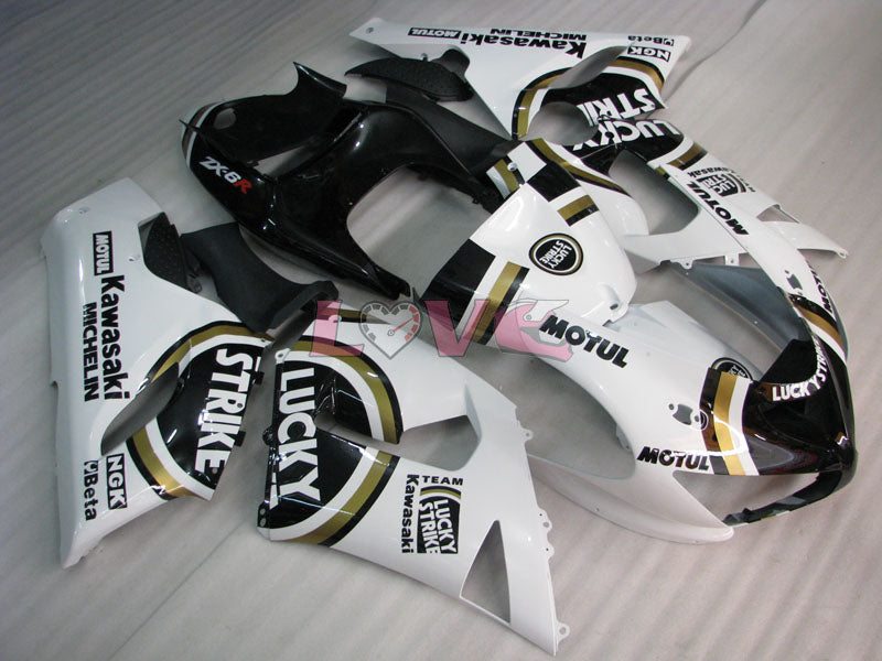 Lucky Strike - White Black Fairings and Bodywork For 2005-2006 NINJA ZX-6R #LF5991