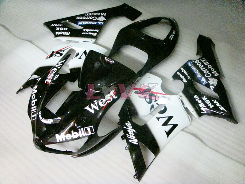 West - White Black Fairings and Bodywork For 2005-2006 NINJA ZX-6R #LF3303